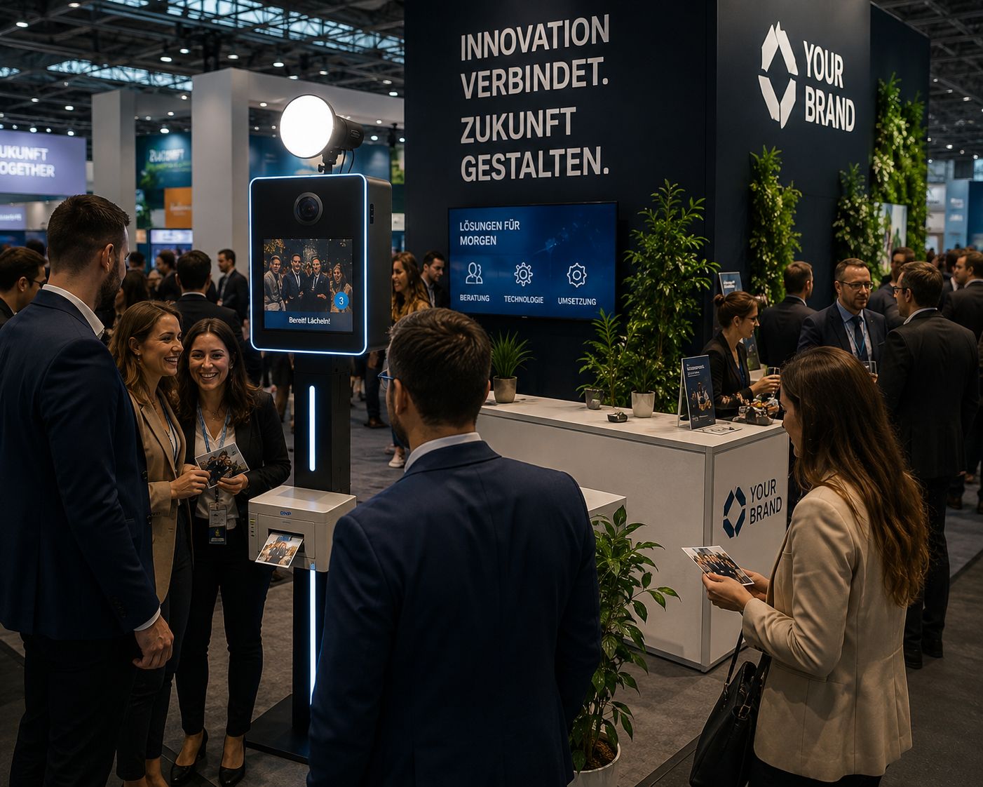 Beispielhafte Darstellung der Fotobox an einem Messestand